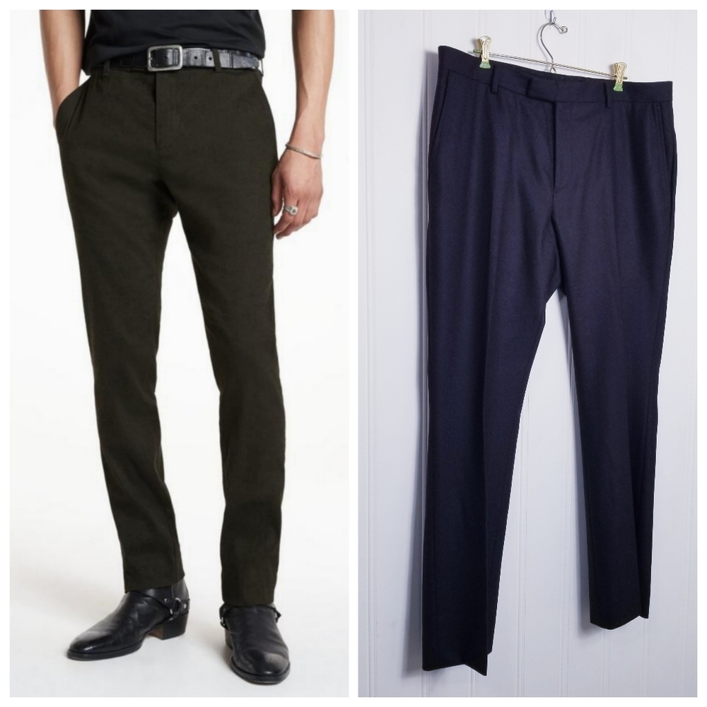 John Varvatos Mercer Pants IT 54 US 38 Wool Tailored Quiet Luxury Brown Hem Flaw